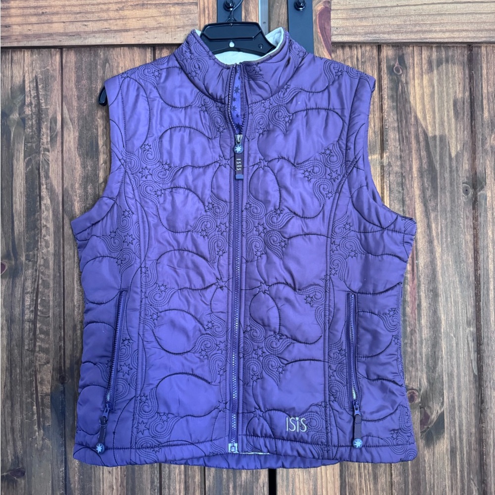 Isis Purple Quilted Vest with Embroidered Pattern